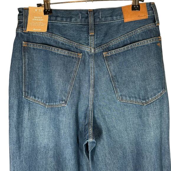 NWT Madewell Baggy Straight Jeans in Worn Indigo Wash Dark Wash‎ Hemp Blend 28 - Picture 7 of 15